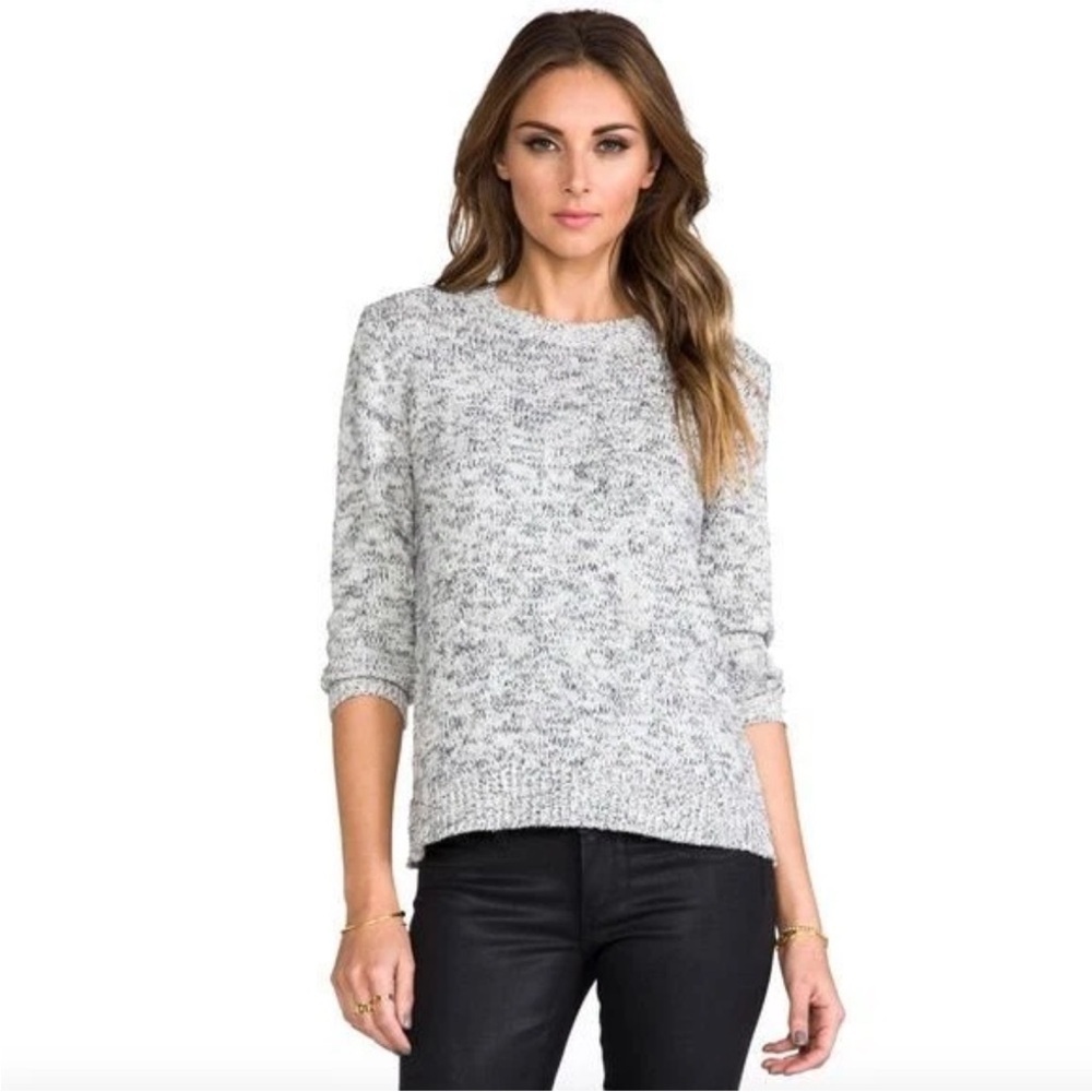 Theory Crewneck White Black Knit Sweater size Small‎
